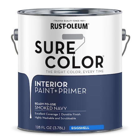 Sure Color Interior Wall Paint And Primer, Eggshell Smoked Navy, 1 Gal